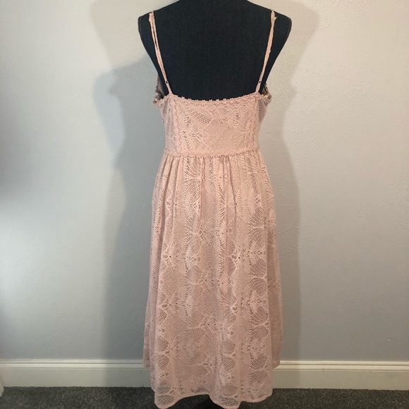 NSR pink lace overlay spaghetti strap dress size L - Picture 3 of 7